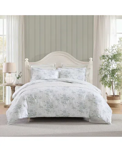 Laura Ashley 300 Thread Count Arundel Cotton Sateen Duvet Cover Set In Gray