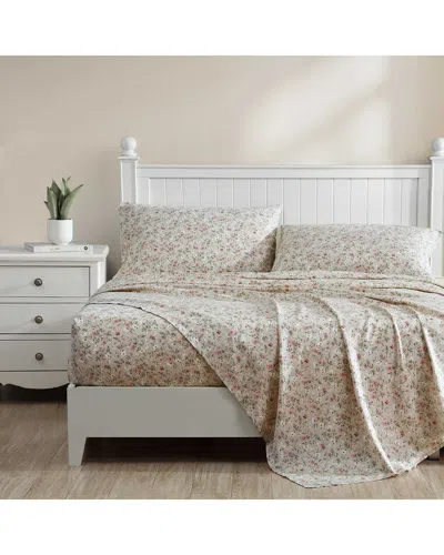 LAURA ASHLEY LAURA ASHLEY 300 THREAD COUNT BONNIE COTTON SATEEN SHEET SET