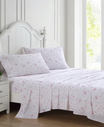 Laura Ashley Closeout!  300 Thread Count Cotton Sateen 4-pc. Sheet Set, King In Tea Rose