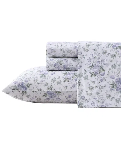 Laura Ashley Closeout!  300 Thread Count Cotton Sateen 4-pc. Sheet Set, Queen In Lilian Lilac