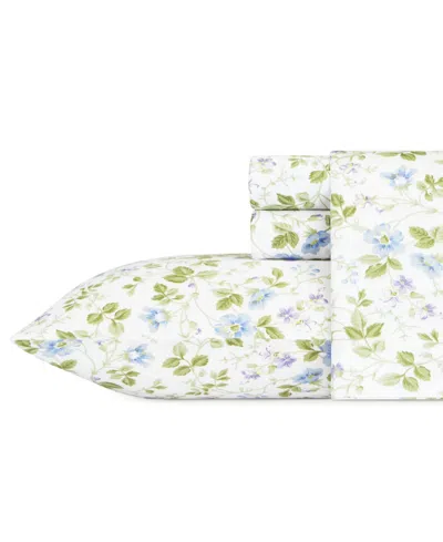 Laura Ashley Closeout!  300 Thread Count Cotton Sateen 4-pc. Sheet Set, Queen In Periwinkle