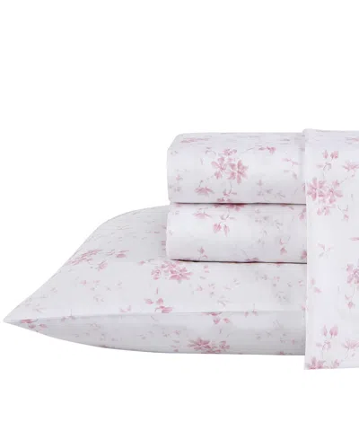 Laura Ashley Closeout!  300 Thread Count Cotton Sateen 4-pc. Sheet Set, Queen In Tea Rose