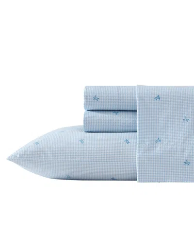 Laura Ashley Closeout!  300 Thread Count Cotton Sateen 4-pc. Sheet Set, Queen In Turtle Gingham