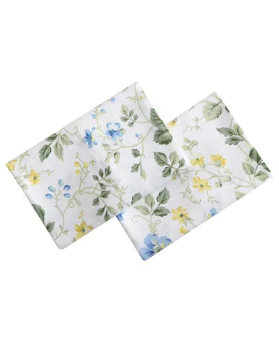 Laura Ashley 300 Thread Count Cotton Sateen Pillowcase Pair, Standard In Meadow Floral