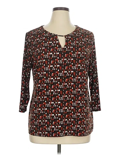 Pre-owned Laura Ashley 3/4 Sleeve Blouse In Brown