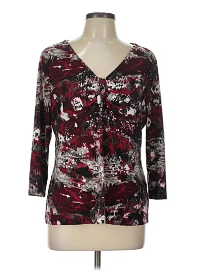 Pre-owned Laura Ashley 3/4 Sleeve Blouse In Burgundy