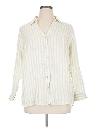 Pre-owned Laura Ashley 3/4 Sleeve Button Down Shirt In Ivory