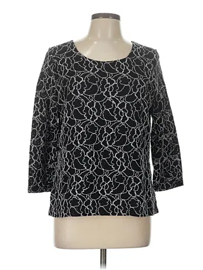 Pre-owned Laura Ashley 3/4 Sleeve Top Black Boatneck Tops