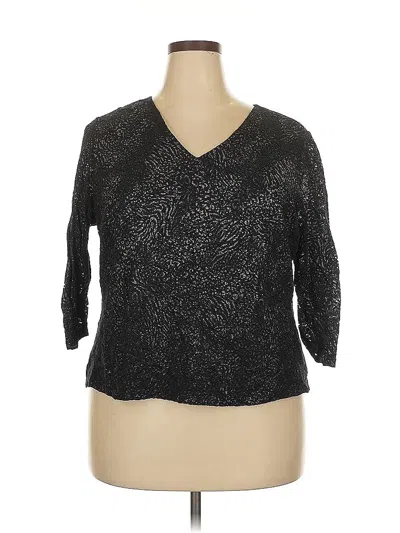 Pre-owned Laura Ashley 3/4 Sleeve Top Black V Neck Tops