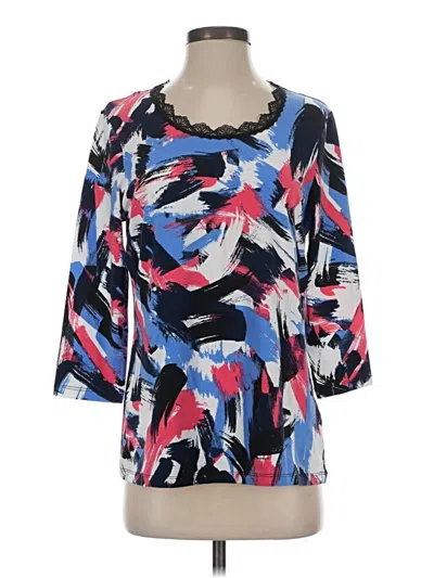 Pre-owned Laura Ashley 3/4 Sleeve Top Blue Boatneck Tops