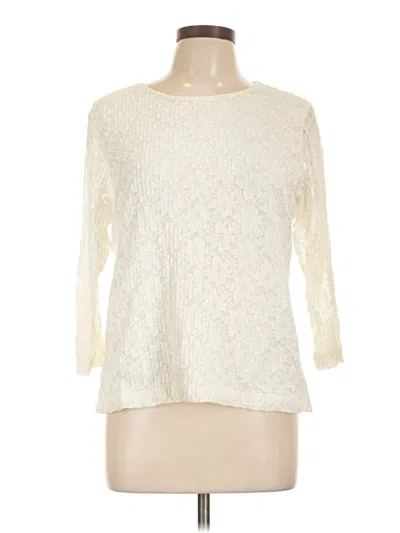 Pre-owned Laura Ashley 3/4 Sleeve Top Ivory Boatneck Tops In White