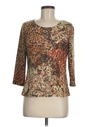 Pre-owned Laura Ashley 3/4 Sleeve T-shirt In Brown
