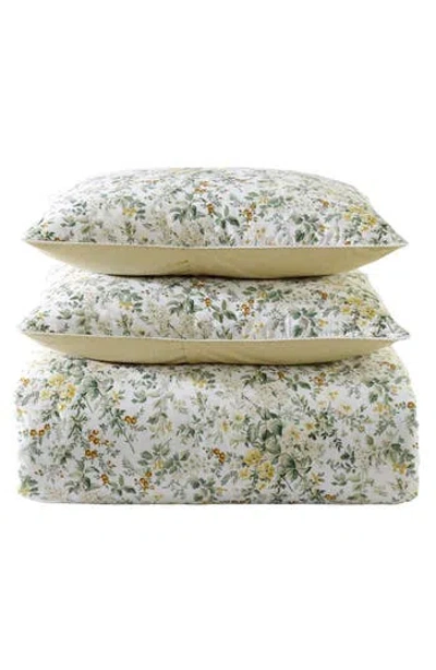 Laura Ashley 3-piece Comforter & Sham Quilt Set In White