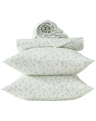 Laura Ashley 400 Thread Count Floral Toile Cotton Sheet Set In Green