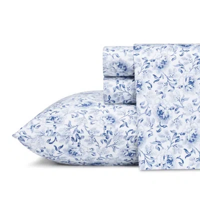 Laura Ashley 4-piece 300 Thread Count Sateen Cotton Sheet Set In Lorelei Blue