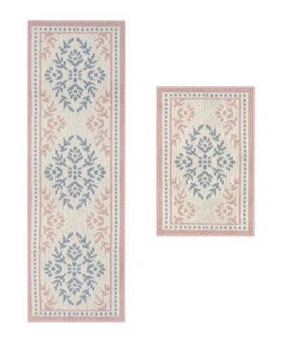 Laura Ashley All Loop Tufted Skid-resistant 2-piece Rug Set In Pink