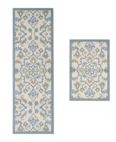Laura Ashley All Loop Tufted Skid-resistant 2-piece Rug Set In Blue