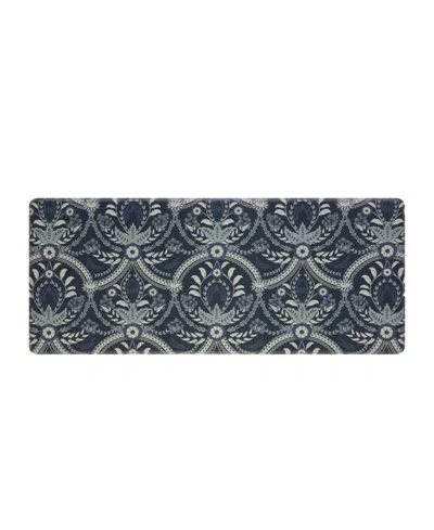 Laura Ashley Almeida Wellness Mats, 17.5" X 48" In Dark Blue