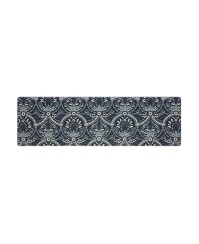 Laura Ashley Almeida Wellness Mats, 17.5" X 60" In Dark Blue