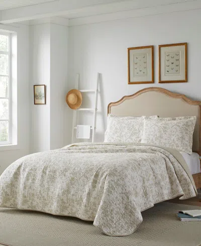 Laura Ashley Amberley Cotton Reversible 3-pc. Quilt Set, King In Beige