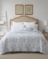 Laura Ashley Amberley Cotton Reversible 3-pc. Quilt Set, Full/queen In Soft Blue
