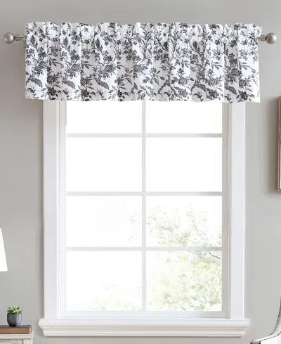 Laura Ashley Amberley Pole Top Valance, 86" X 15" In Black,white