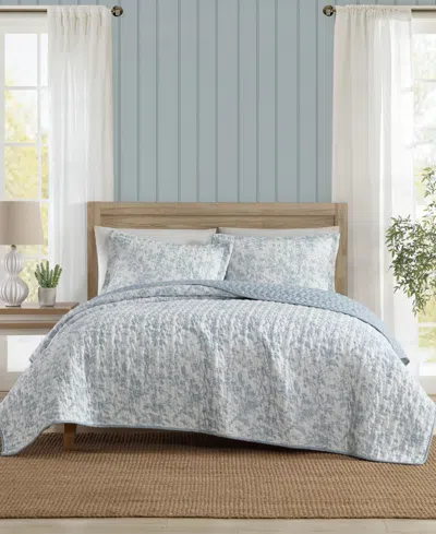 Laura Ashley Amberly Seersucker 3-pc. Quilt Set, King In Blue