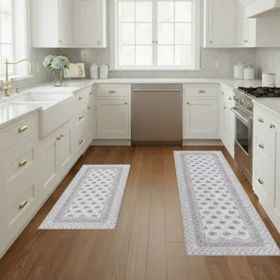 Laura Ashley Amelia Imagine Printed Chenille Machine Washable 2- Pack Rugs In Beige