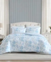 Laura Ashley Anja Textured Toile Washed Microfiber Comforter Set In Blue