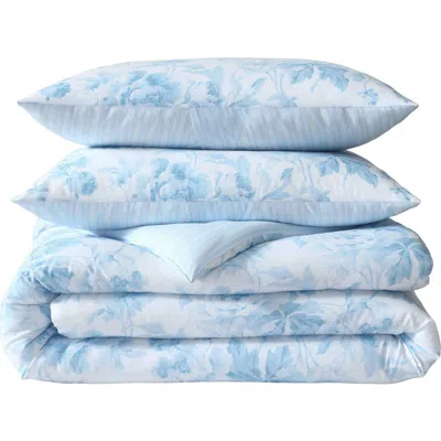 Laura Ashley Anja Toile Washed Microfiber Comforter Set In Blue