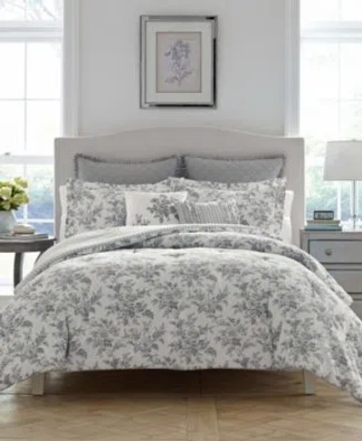 Laura Ashley Annalise Floral Comforter Set In Shadow Gray