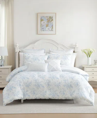 Laura Ashley Annalise Floral Reversible 7-pc. Comforter Set, King In Blue