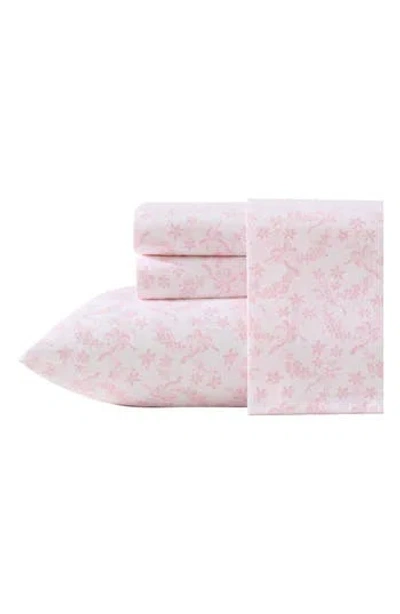 Laura Ashley Antoinette Floral 200 Thread Count Cotton Percale Sheet Set In Pink