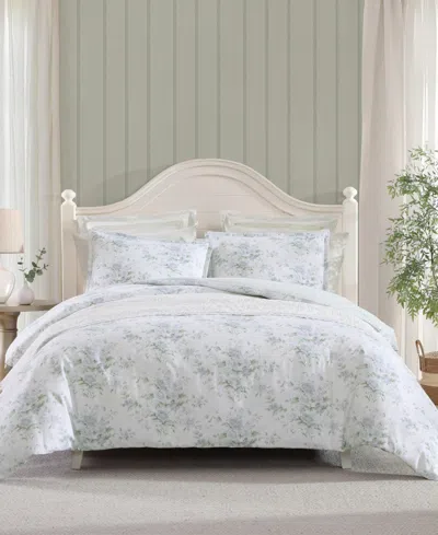 Laura Ashley Arundel Sateen 3-pc. Duvet Cover Set, Full/queen In Gray