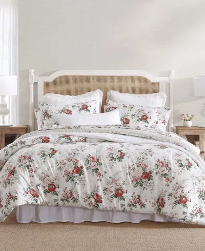 Laura Ashley Ashfield Flannel 3-piece Comforter Set, Full/queen In Red,green