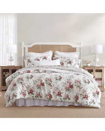 Laura Ashley Ashfield Flannel Comforter Set In Red,green