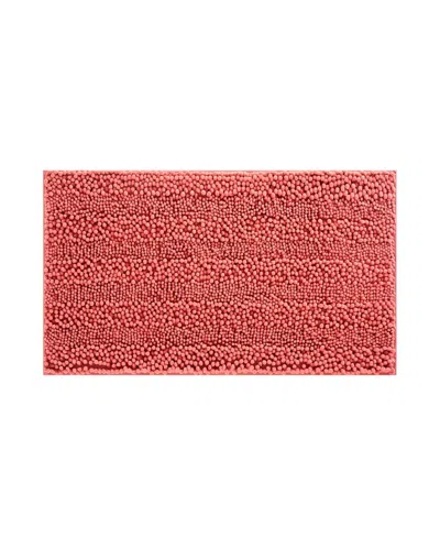 Laura Ashley Astor Chenille Bath Mat, 17" X 24" In Coral