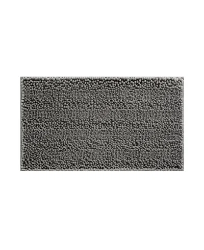 Laura Ashley Astor Chenille Bath Mat, 17" X 24" In Dark Gray