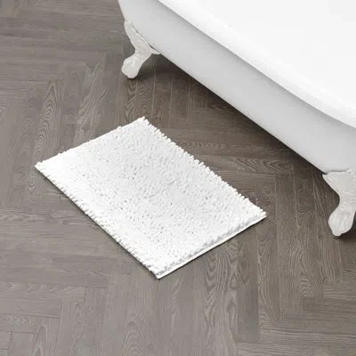 Laura Ashley Astor Chenille Non-slip Bath Mat In White