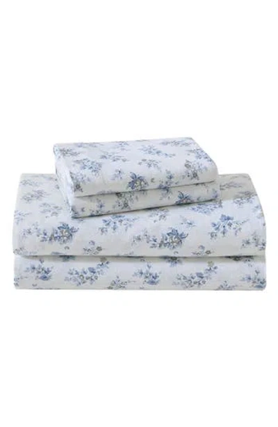 Laura Ashley Audrey Cotton Flannel Sheet Set In Light Pastel Grey