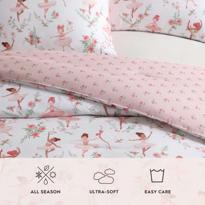 Laura Ashley Ballerina Divas 3-piece Queen Microfiber Comforter & Sham Set In Pink