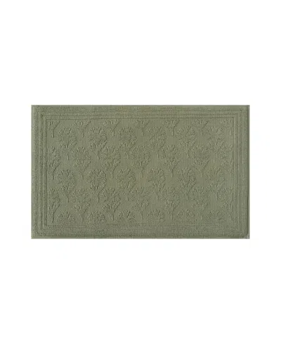 Laura Ashley Beaded Memory Foam Bath Mat, 20" X 32" In Dandelion Olive Green