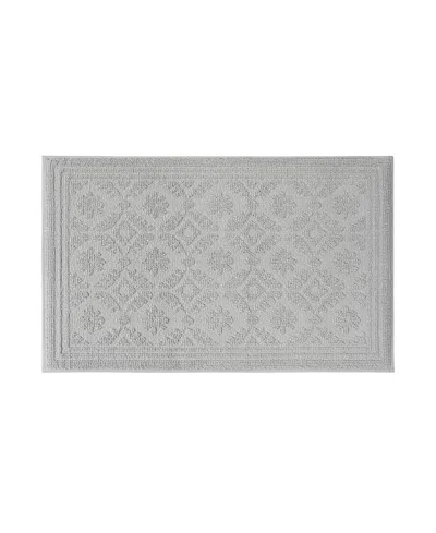Laura Ashley Beaded Memory Foam Bath Mat, 20" X 32" In Merley Glacier Gray