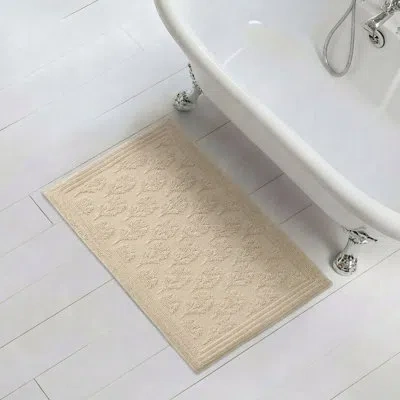 Laura Ashley Beaded Skid-resistant Memory Foam 1-piece  Bath Mat In Sandshell