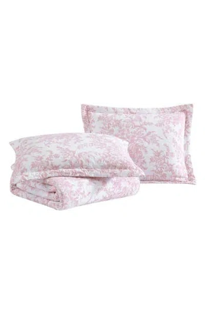 Laura Ashley Bedford Quilt & Sham Set In Pale Pink/white