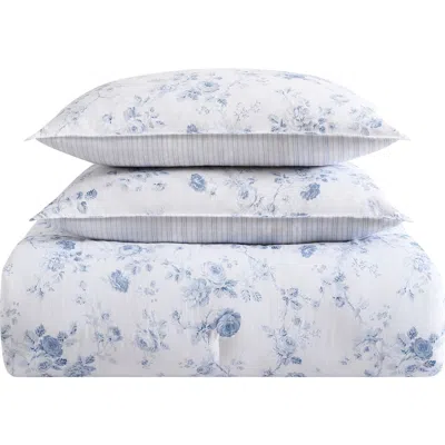Laura Ashley Belinda Cotton Comforter Set In Chambray Blue