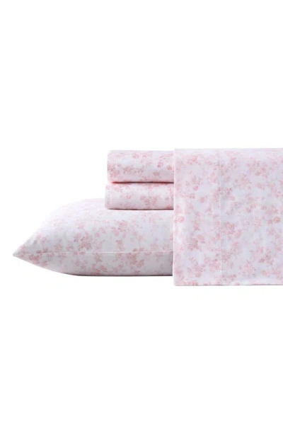 Laura Ashley Bella 4-piece Cotton Sateen Sheet Set In Pink