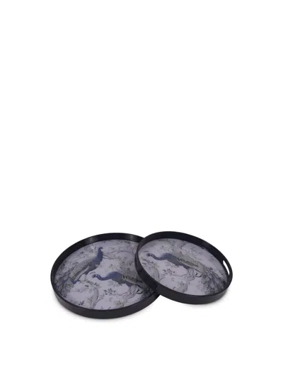 Laura Ashley Belvedere Peacock Print (set Of 2) Trays, Size 45x4x45cm In Multi