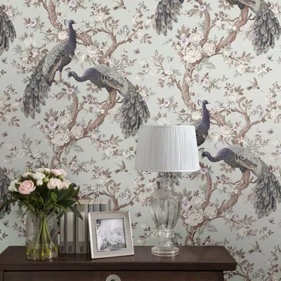 Laura Ashley Belvedere Wallpaper Roll In Duck Egg