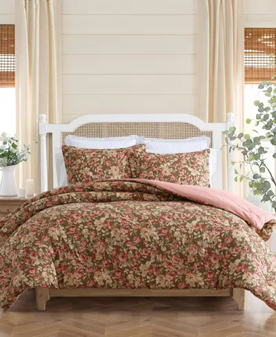 Laura Ashley Bloomsbury Reversible 3-pc. Comforter Set, King In Chocolate Brown